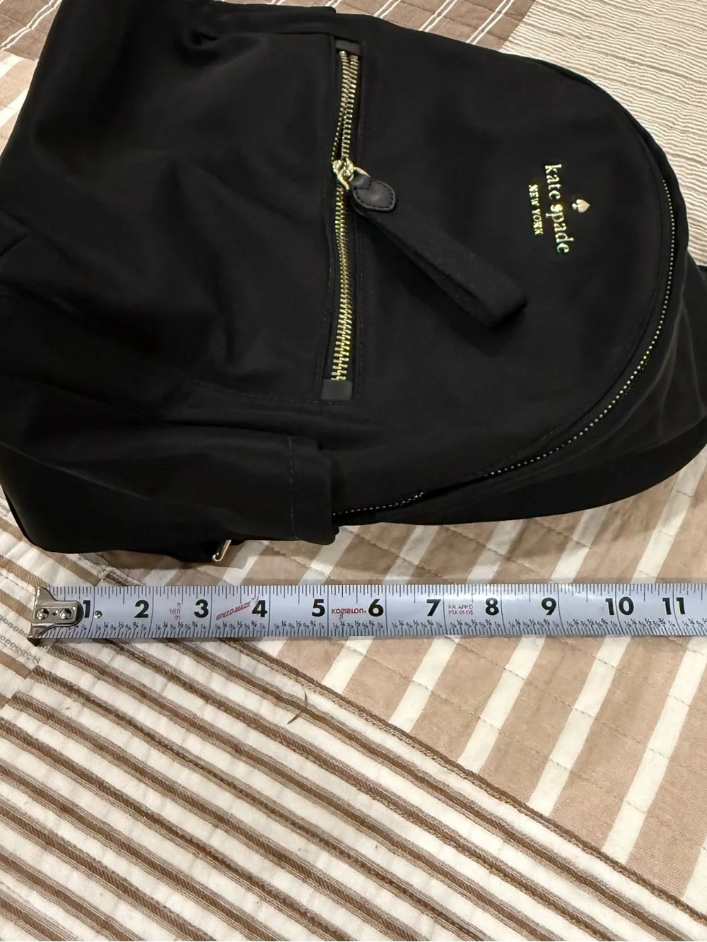 Kat Spade NY Chelsea Black Nylon Compact Backpack with Front Zip Pocket
